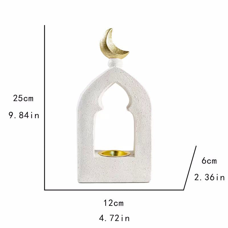 HilalHaven Arch Crest Lunar Silhouette Resin Archway Incense Crescent Moon Holder Tabletop Candle Holder - image 3