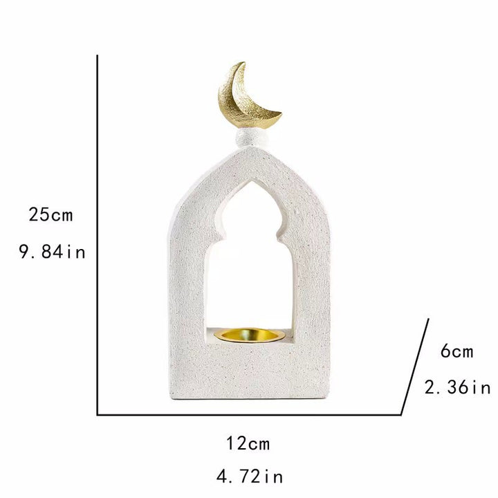 HilalHaven Arch Crest Lunar Silhouette Resin Archway Incense Crescent Moon Holder Tabletop Candle Holder - image 3