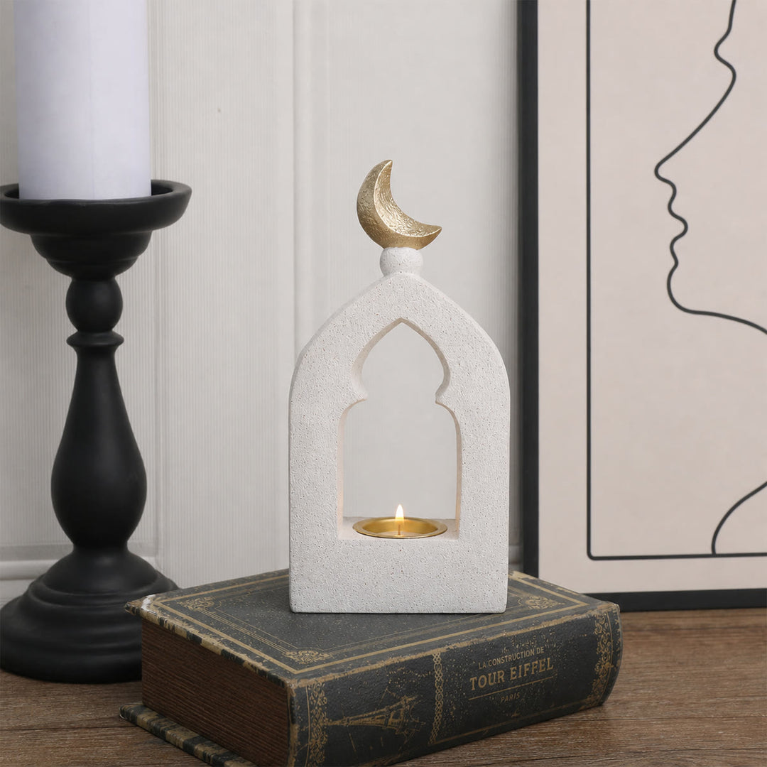 HilalHaven Arch Crest Lunar Silhouette Resin Archway Incense Crescent Moon Holder Tabletop Candle Holder - image 2
