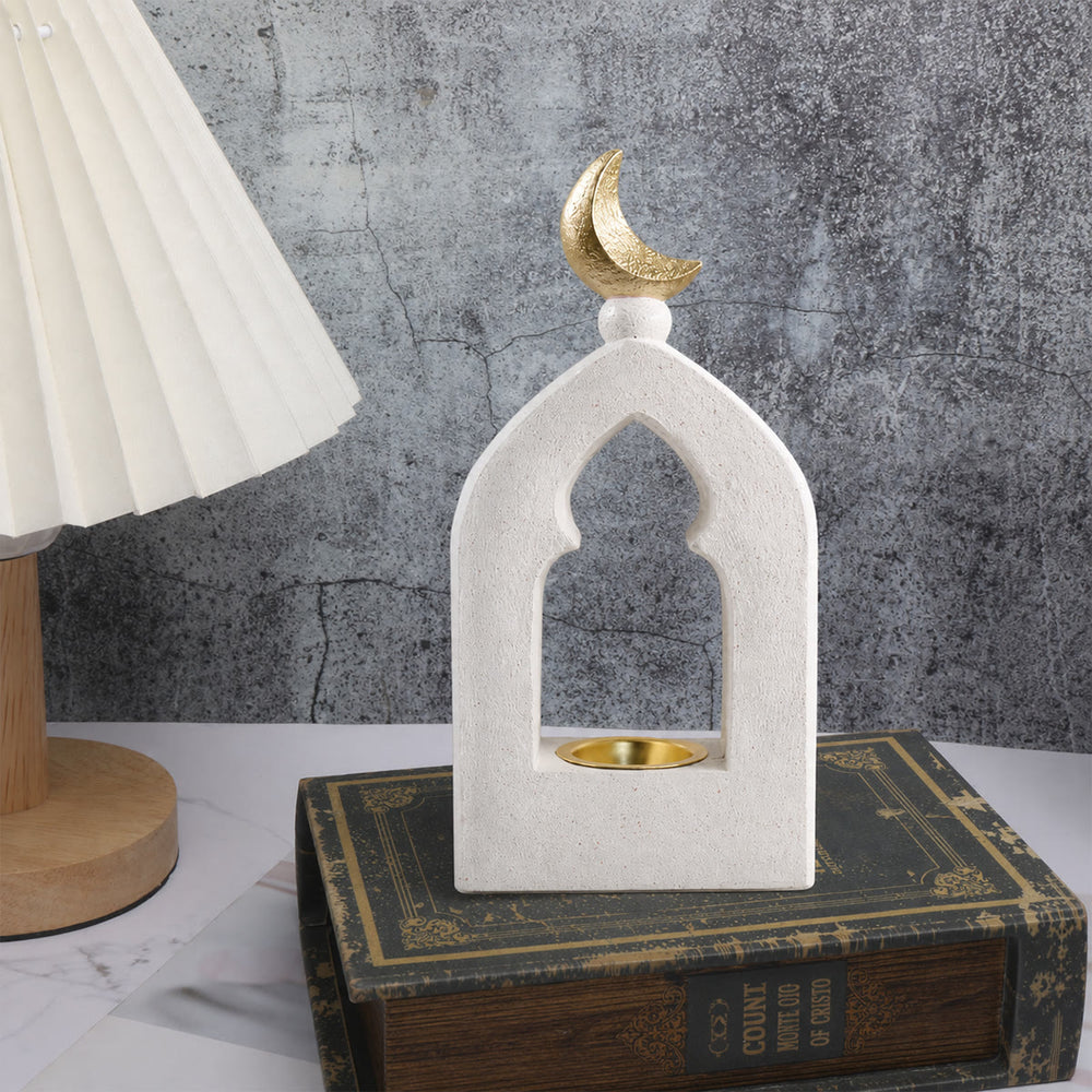HilalHaven Arch Crest Lunar Silhouette Resin Archway Incense Crescent Moon Holder Tabletop Candle Holder - Archway Incense Holder Tabletop Candle Holder - image 1