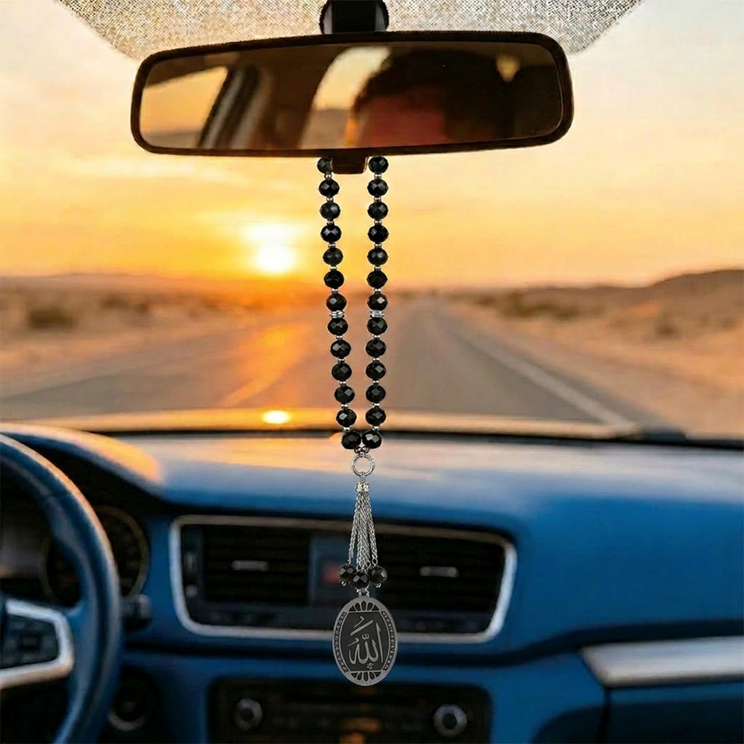 HilalHaven Vertical Thuluth Verse Pendulous Strand Allah Faceted Bead Auto Rearview Mirror Car Pendant - image 7