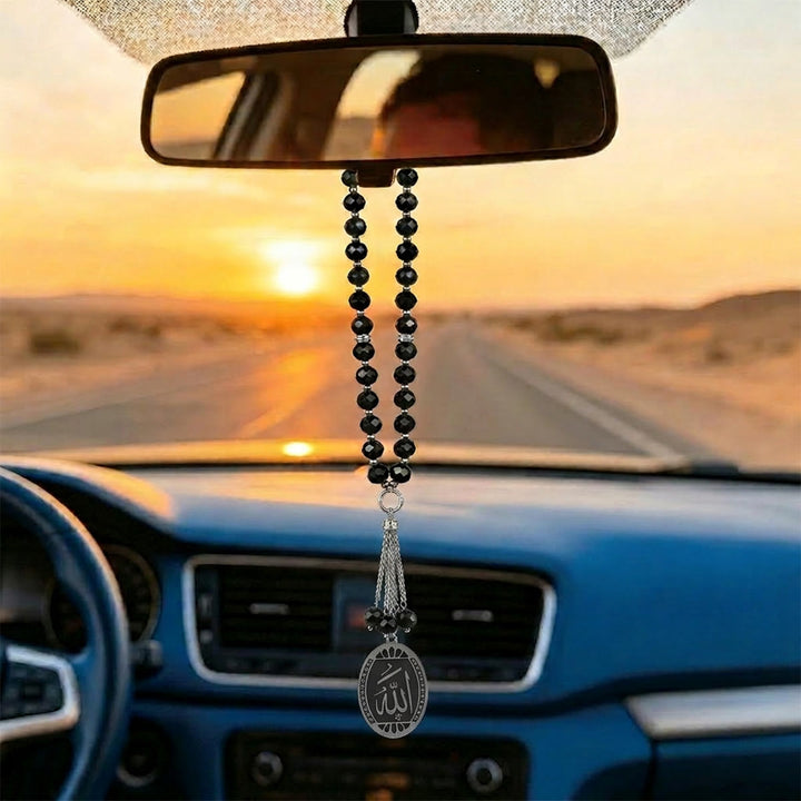 HilalHaven Vertical Thuluth Verse Pendulous Strand Allah Faceted Bead Auto Rearview Mirror Car Pendant - image 7