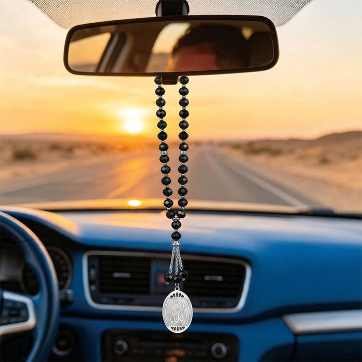 HilalHaven Vertical Thuluth Verse Pendulous Strand Allah Faceted Bead Auto Rearview Mirror Car Pendant - image 14