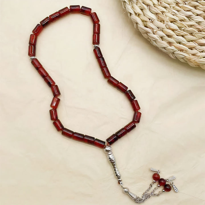 HilalHaven Rectilinear Cadence Textured Glass Tube 33 Beads Tasbih - image 2