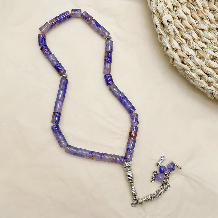 HilalHaven Rectilinear Cadence Textured Glass Tube 33 Beads Tasbih - image 9