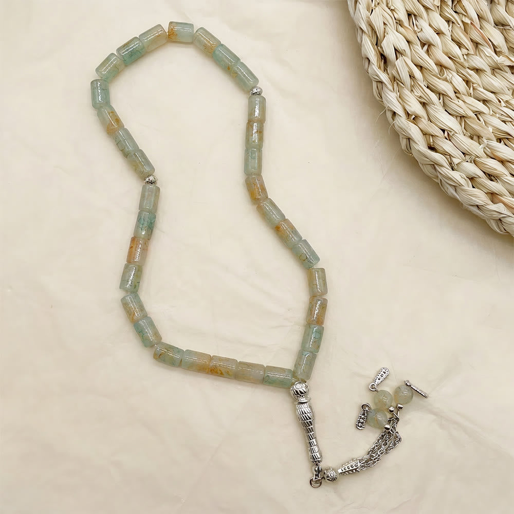 HilalHaven Rectilinear Cadence Textured Glass Tube 33 Beads Tasbih - image 11