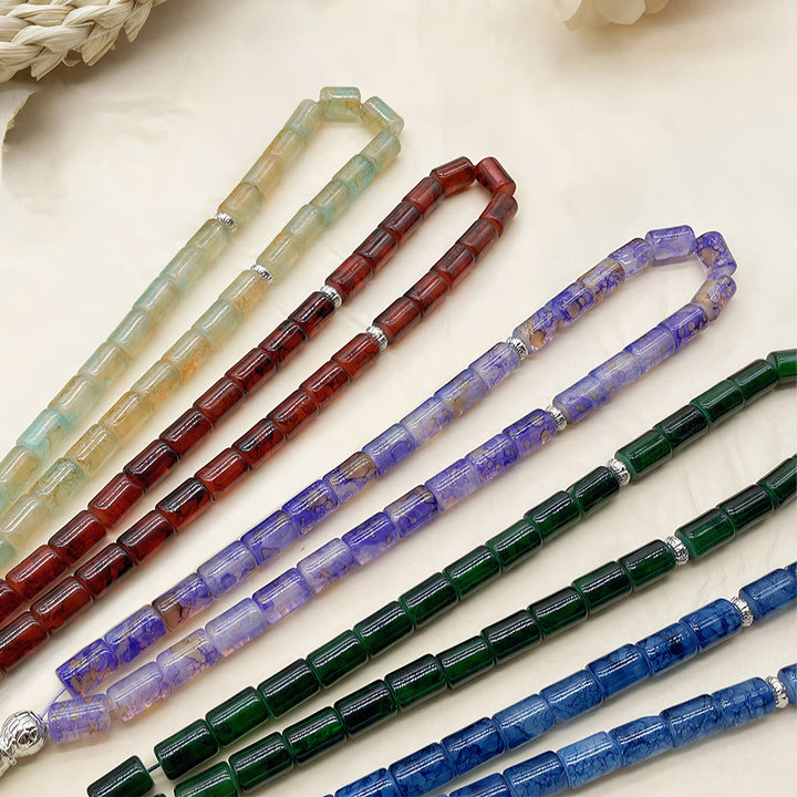 HilalHaven Rectilinear Cadence Textured Glass Tube 33 Beads Tasbih - image 1