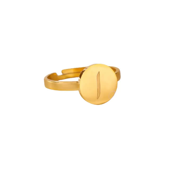 FREE Today: Single Stroke Letter Medallion Gold-Plated Adjustable Steel Signet Ring  - Alif - image 3