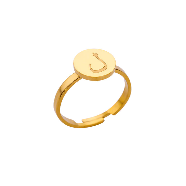 FREE Today: Single Stroke Letter Medallion Gold-Plated Adjustable Steel Signet Ring  - Lam - image 5