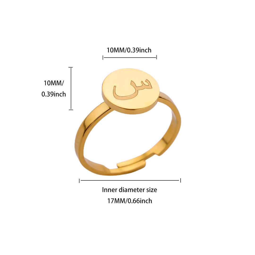 FREE Today: Single Stroke Letter Medallion Gold-Plated Adjustable Steel Signet Ring  - Sin - image 6