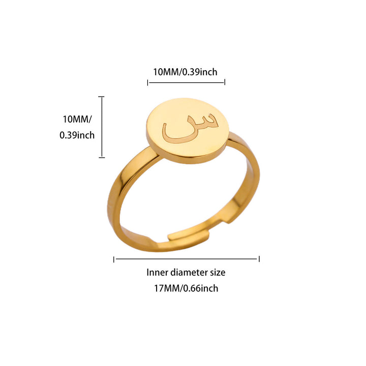 FREE Today: Single Stroke Letter Medallion Gold-Plated Adjustable Steel Signet Ring  - Sin - image 6