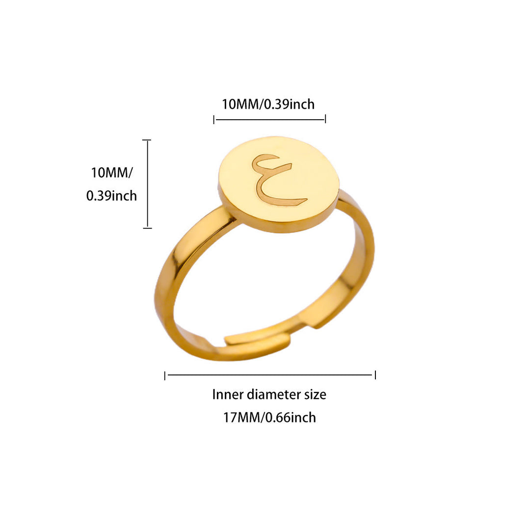 FREE Today: Single Stroke Letter Medallion Gold-Plated Adjustable Steel Signet Ring  - Ain - image 11