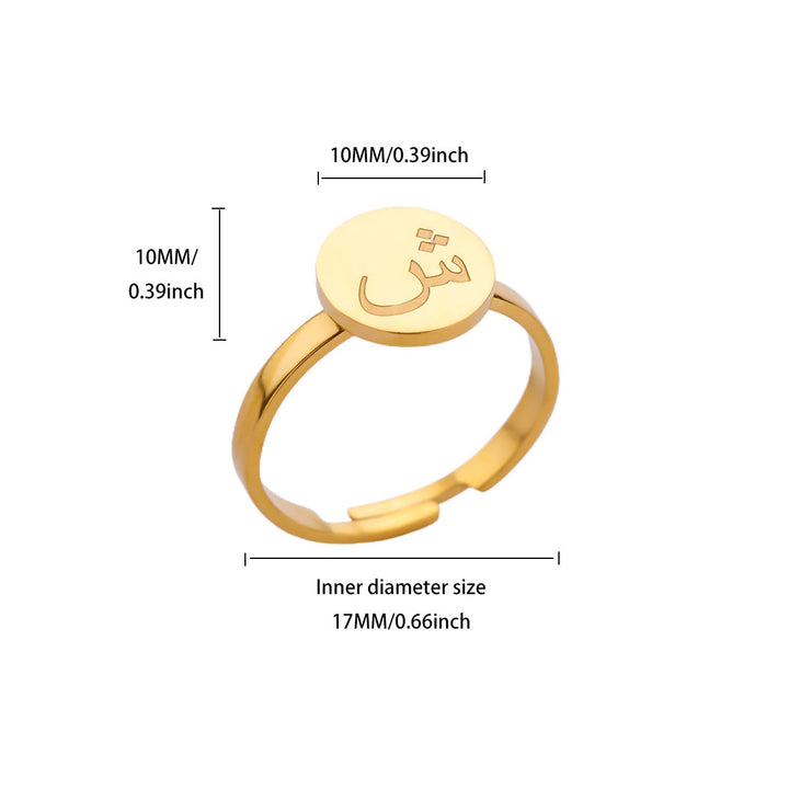 FREE Today: Single Stroke Letter Medallion Gold-Plated Adjustable Steel Signet Ring  - Shin - image 7