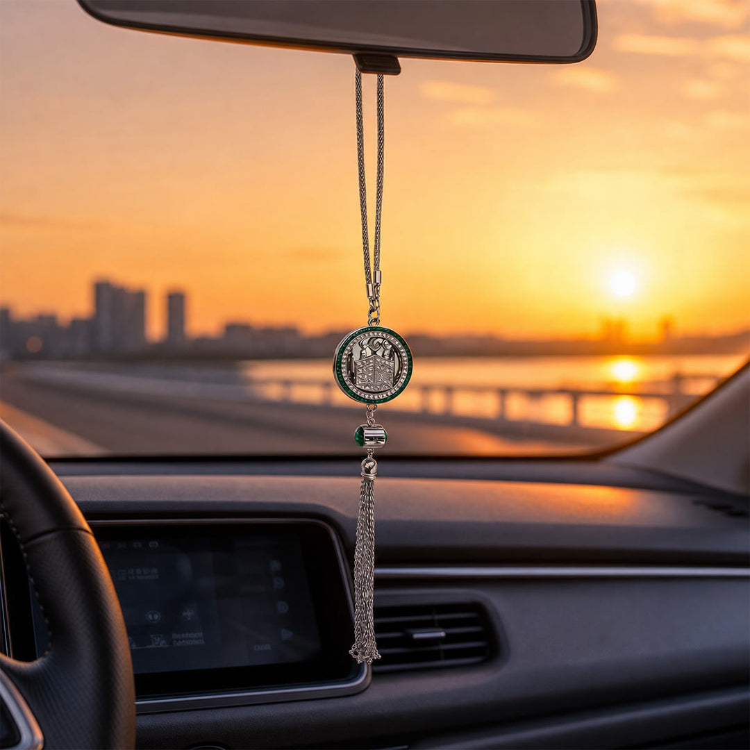 HilalHaven Round Frame Historic Mosque Pendant Tassel Charm Car Pendant - image 4