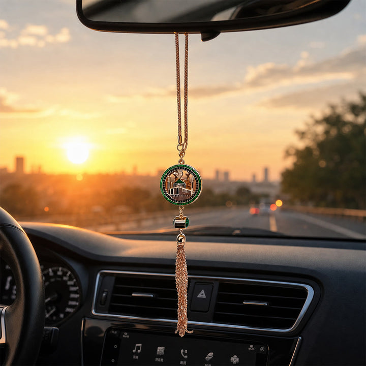 HilalHaven Round Frame Historic Mosque Pendant Tassel Charm Car Pendant - image 0