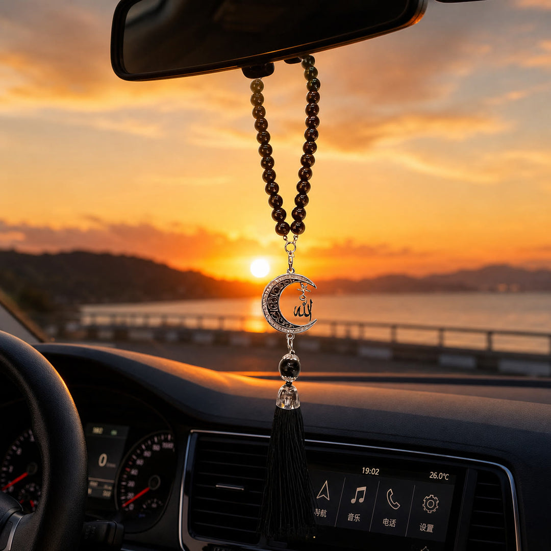 HilalHaven Lunar Outline Thuluth Letter Car Pendant - image 0