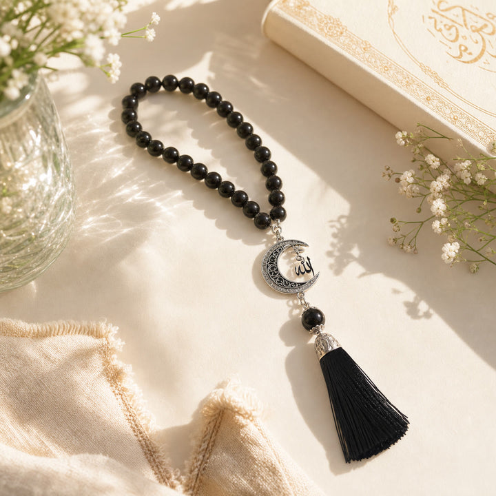 HilalHaven Lunar Outline Thuluth Letter Car Pendant - Lunar Outline Thuluth Letter Car Pendant - image 1