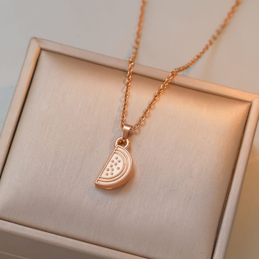 HilalHaven Cultural Heritage Watermelon Wedge Outline Dainty Layerable Necklace - Rose Golden - image 2