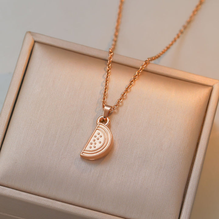 HilalHaven Cultural Heritage Watermelon Wedge Outline Dainty Layerable Necklace - Rose Golden - image 2