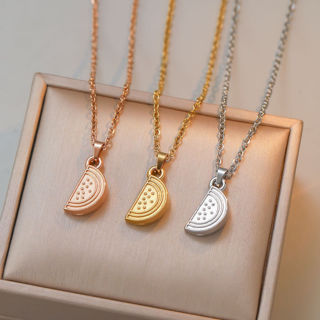 HilalHaven Cultural Heritage Watermelon Wedge Outline Dainty Layerable Necklace - image 0