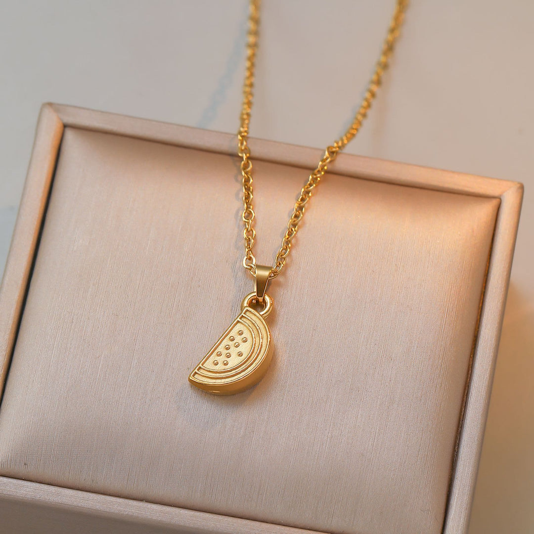 HilalHaven Cultural Heritage Watermelon Wedge Outline Dainty Layerable Necklace - Golden - image 1