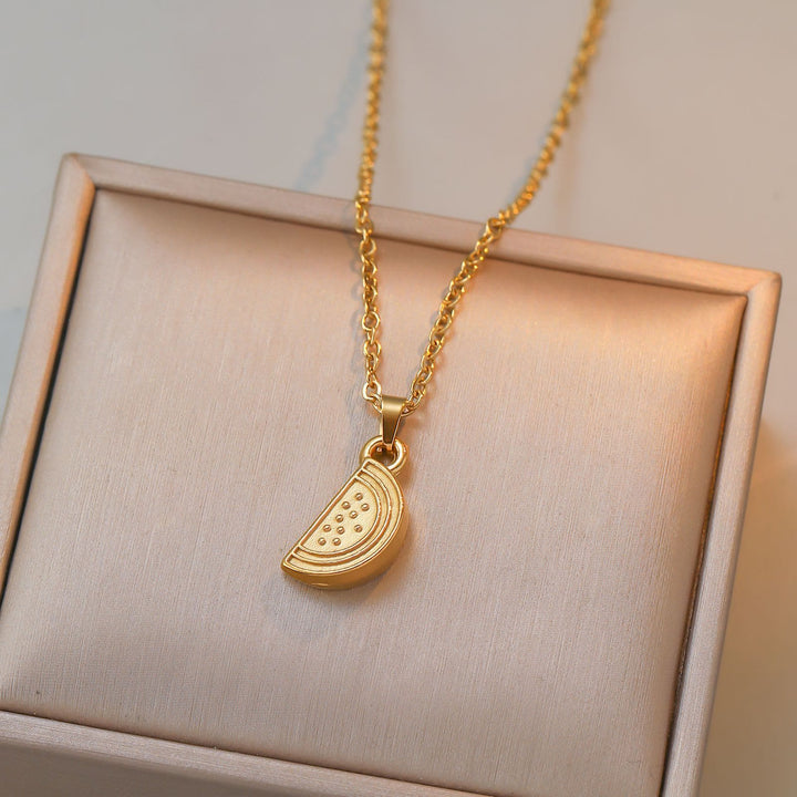 HilalHaven Cultural Heritage Watermelon Wedge Outline Dainty Layerable Necklace - Golden - image 1
