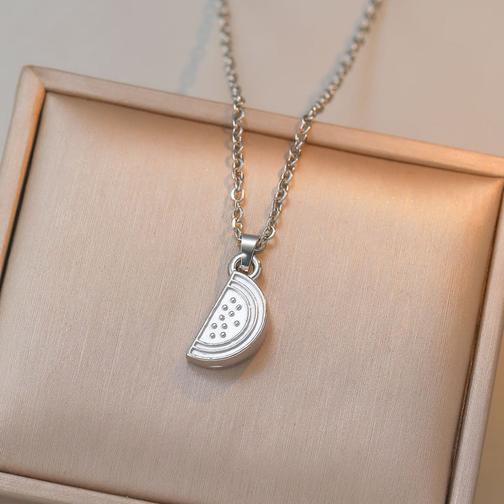 HilalHaven Cultural Heritage Watermelon Wedge Outline Dainty Layerable Necklace - Silver - image 3