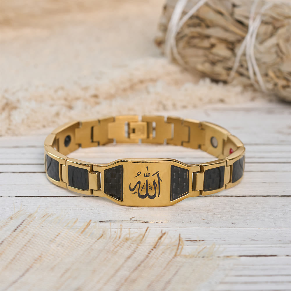 HilalHaven Modular Square Panel Allah Multi-Verse Link Bracelet Two-Tone Titanium Steel Business Bracelet  - Allah - image 6