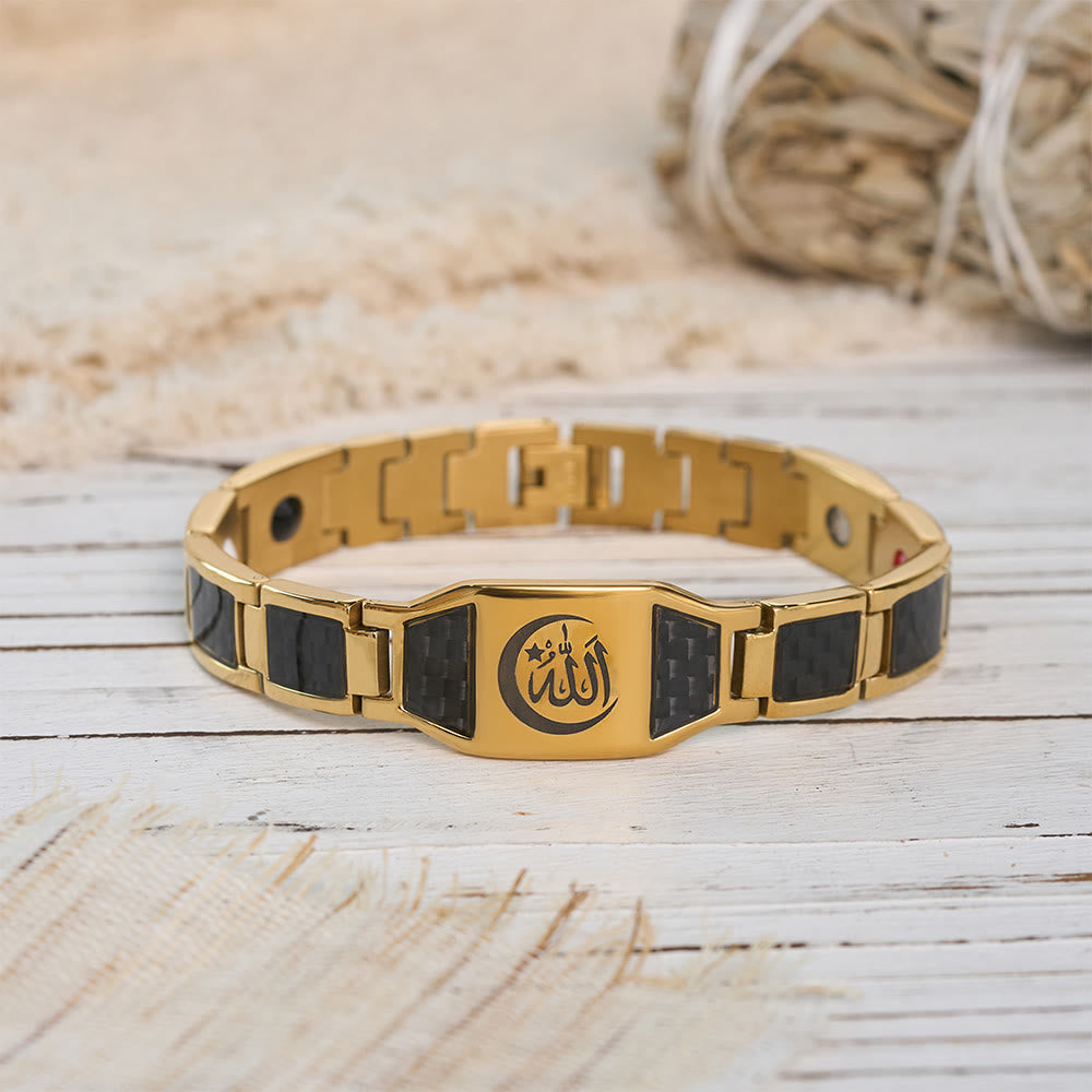 HilalHaven Modular Square Panel Allah Multi-Verse Link Bracelet Two-Tone Titanium Steel Business Bracelet  - Alhamdulillah - image 2