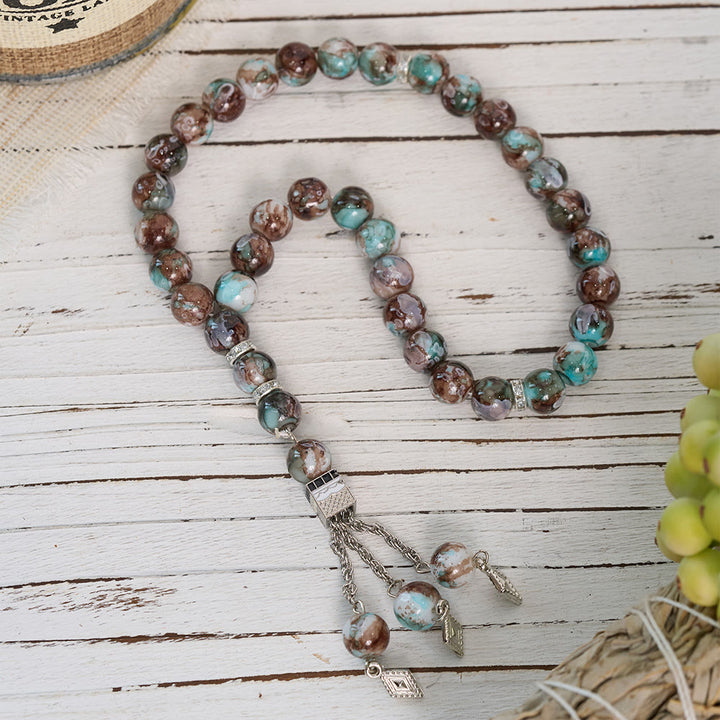 HilalHaven Marbled Globe  Handcrafted Glass Minimal 33 Beads Tasbih  - image 6