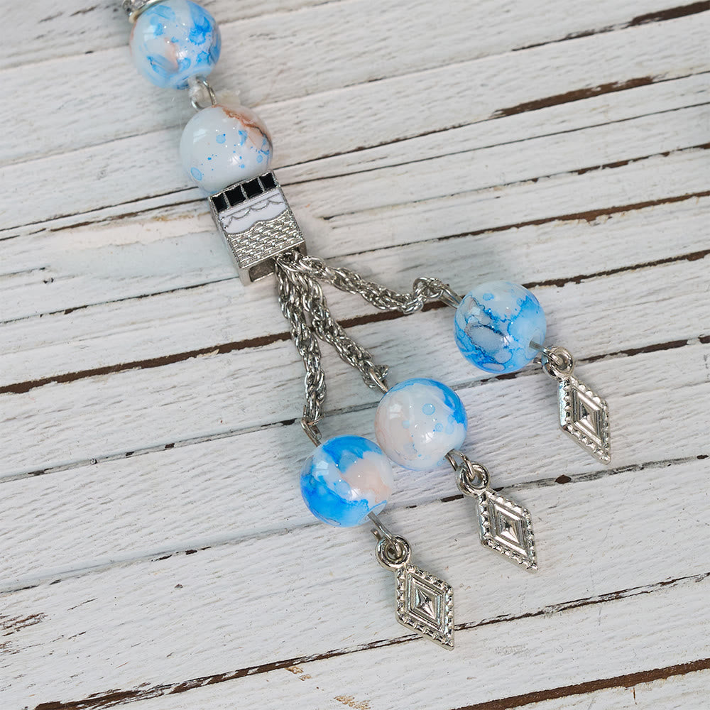 HilalHaven Marbled Globe  Handcrafted Glass Minimal 33 Beads Tasbih  - image 4