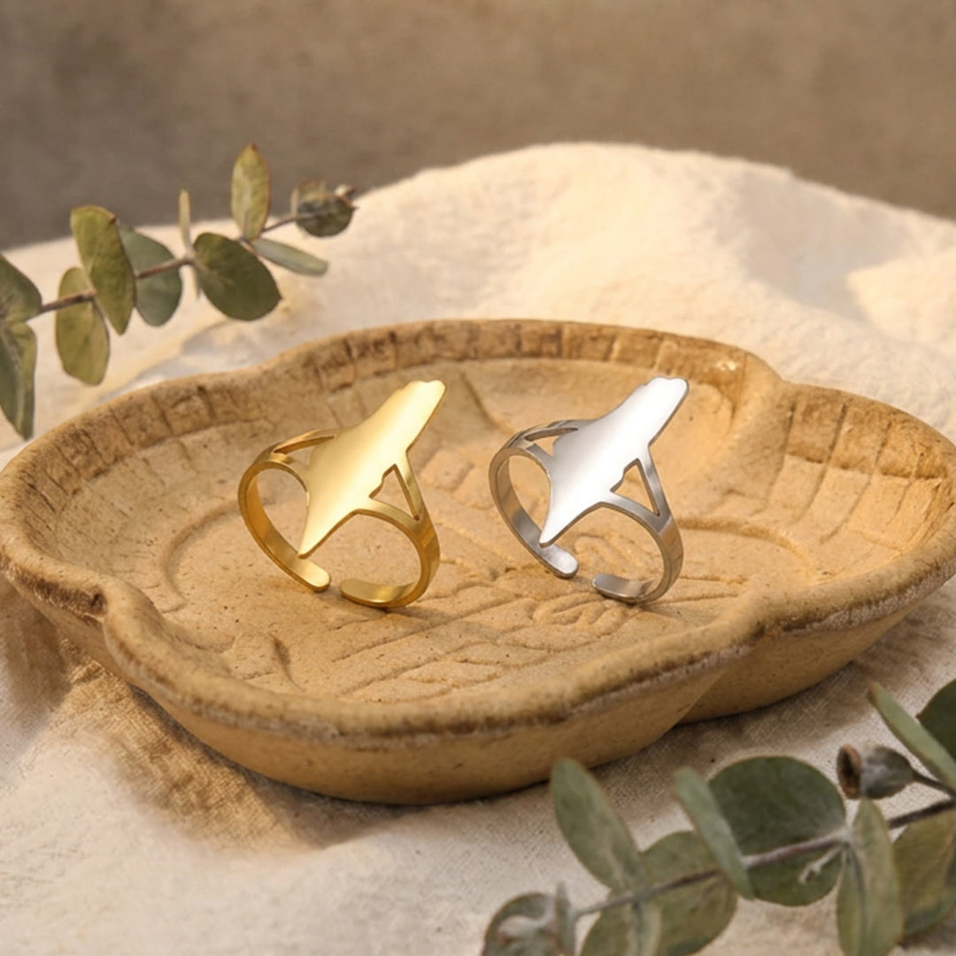 HilalHaven :Palestine Land Outline Open Statement Ring Polished Adjustable Titanium Steel Geometric Ring - image 2