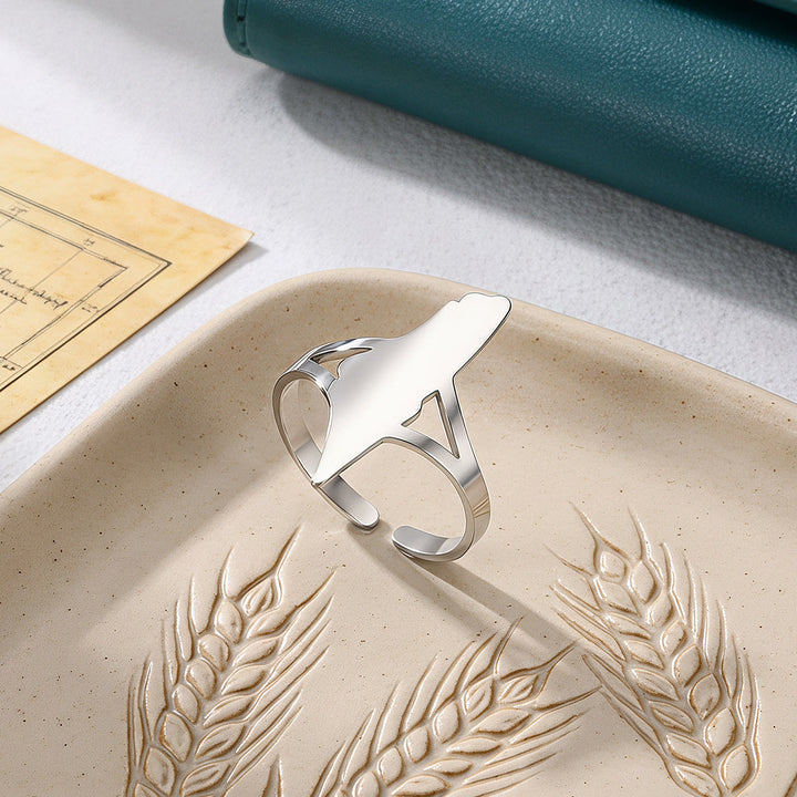 HilalHaven :Palestine Land Outline Open Statement Ring Polished Adjustable Titanium Steel Geometric Ring - Silver Solid Ring - image 4