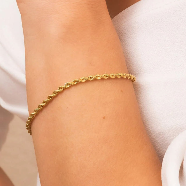 HilalHaven Twisted Thread Wrist Strand Polished Adjustable Stainless Steel Rope Bracelet - image 2
