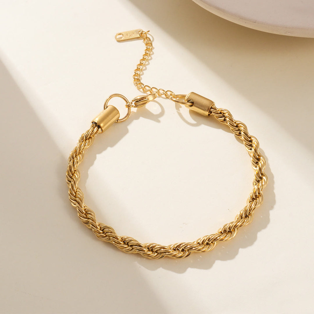 HilalHaven Twisted Thread Wrist Strand Polished Adjustable Stainless Steel Rope Bracelet - 5mm - image 7