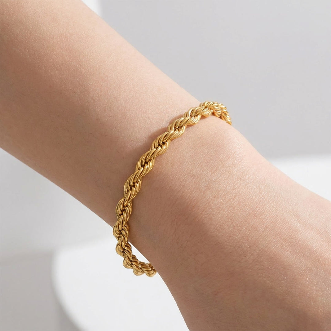 HilalHaven Twisted Thread Wrist Strand Polished Adjustable Stainless Steel Rope Bracelet - image 6