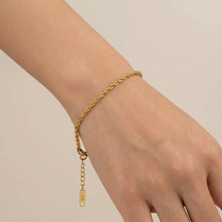 HilalHaven Twisted Thread Wrist Strand Polished Adjustable Stainless Steel Rope Bracelet - image 0