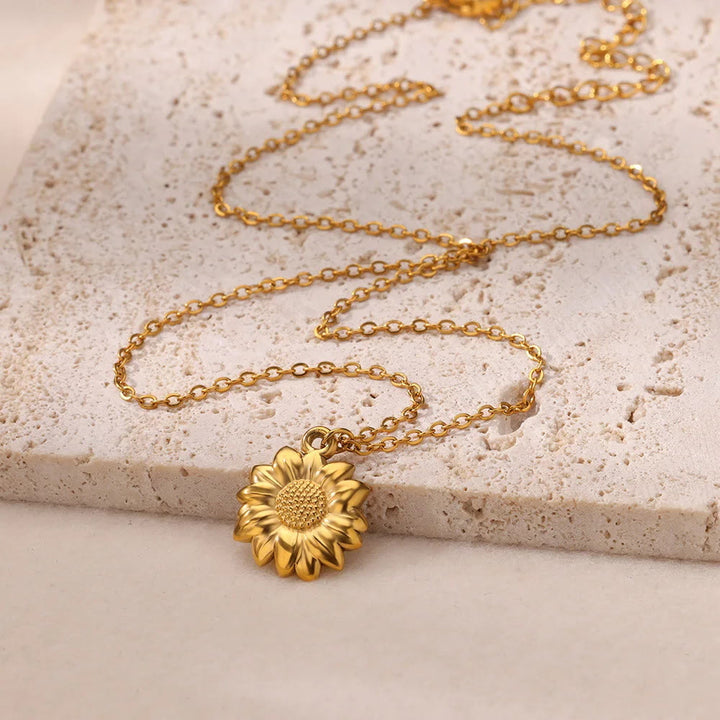 FREE Today: Everyday Floral Petal Bloom Pendant Polished  Cable Stainless Steel Chain Necklace - image 0