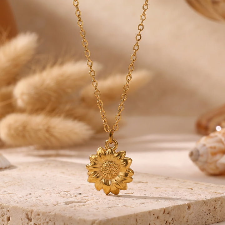 HilalHaven Everyday Floral Petal Bloom Pendant Polished  Cable Stainless Steel Chain Necklace - Everyday Floral Necklace - image 5