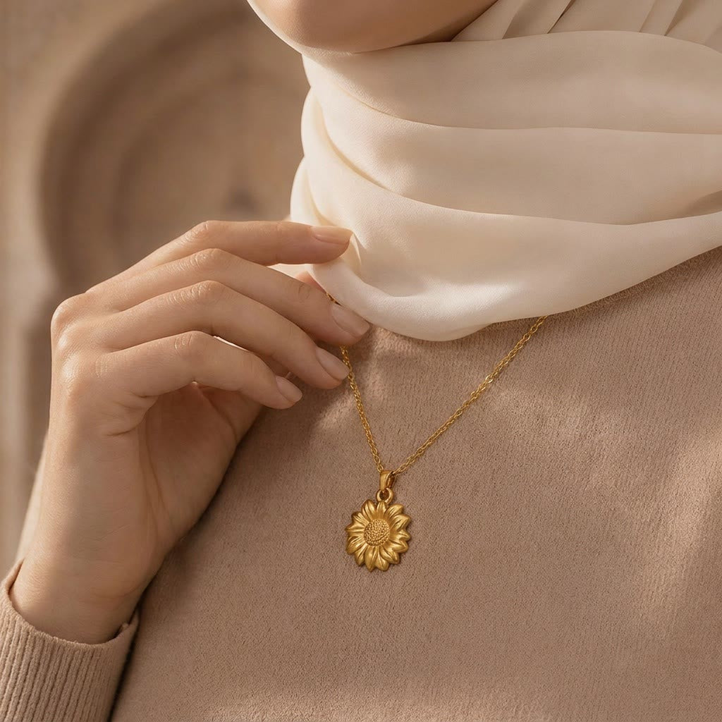 FREE Today: Everyday Floral Petal Bloom Pendant Polished  Cable Stainless Steel Chain Necklace - image 7