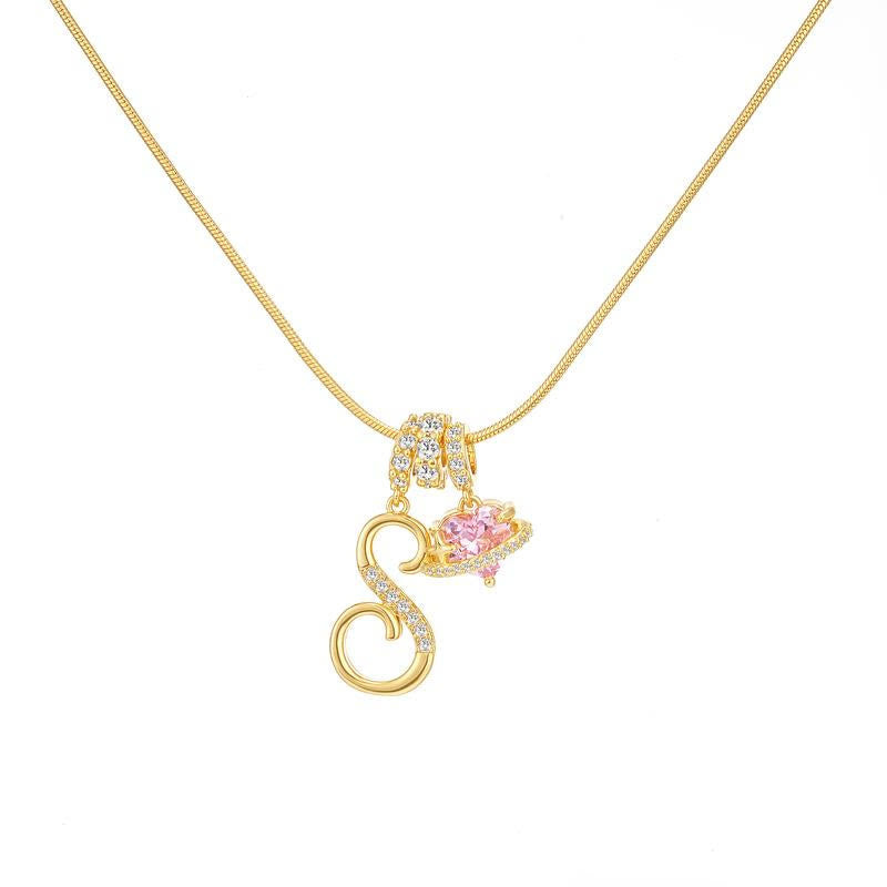 HilalHaven Ornate Cursive Initial with Heart Charm Minimal Snake‑Chain Necklace - S - image 20