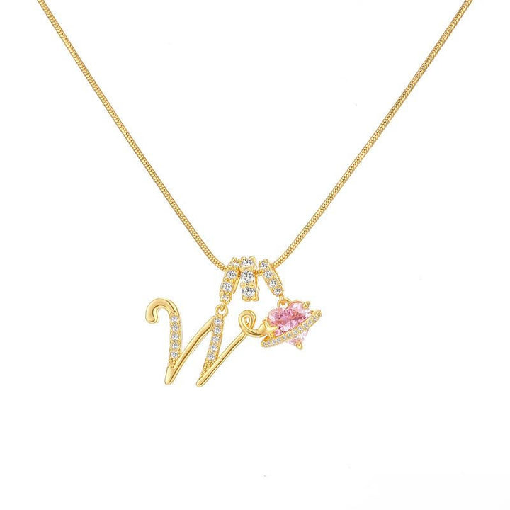 HilalHaven Ornate Cursive Initial with Heart Charm Minimal Snake‑Chain Necklace - W - image 24