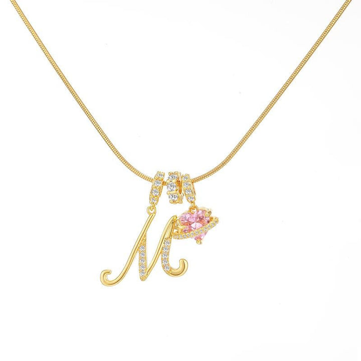 HilalHaven Ornate Cursive Initial with Heart Charm Minimal Snake‑Chain Necklace - M - image 14