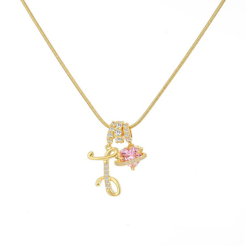 HilalHaven Ornate Cursive Initial with Heart Charm Minimal Snake‑Chain Necklace - I - image 10