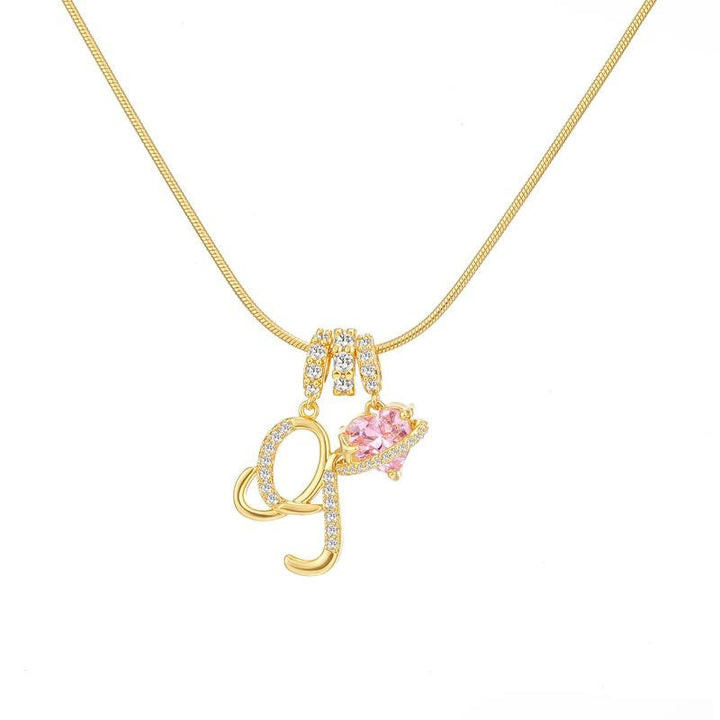 HilalHaven Ornate Cursive Initial with Heart Charm Minimal Snake‑Chain Necklace - G - image 8