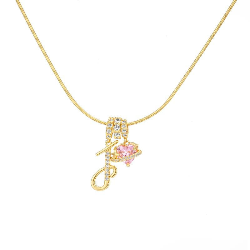 HilalHaven Ornate Cursive Initial with Heart Charm Minimal Snake‑Chain Necklace - J - image 11
