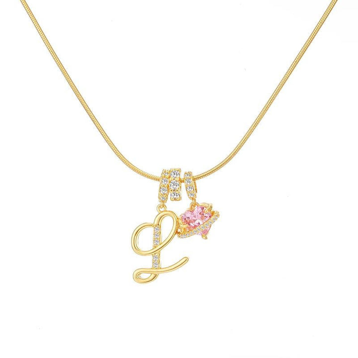HilalHaven Ornate Cursive Initial with Heart Charm Minimal Snake‑Chain Necklace - L - image 13