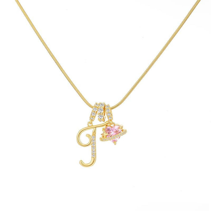 HilalHaven Ornate Cursive Initial with Heart Charm Minimal Snake‑Chain Necklace - T - image 21