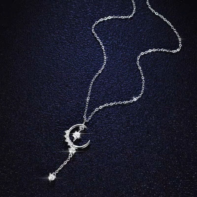 HilalHaven Crescent Star Crystal‑Inlaid Cross‑Chain Adjustable Alloy Necklace - image 3