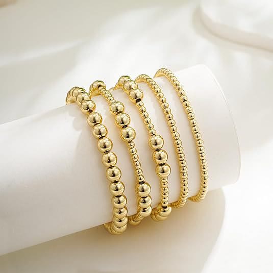 HilalHaven Stackable Detailed Band Bracelet Set Polished Stainless‑Steel Multi‑Design Minimal Bracelet - 5‑Piece Set - image 1